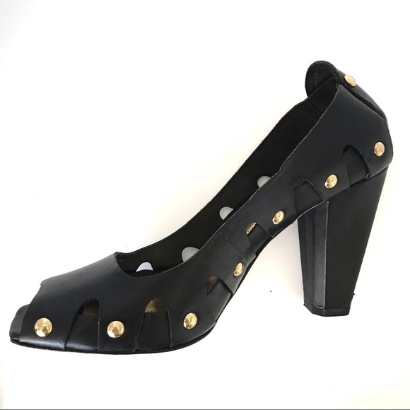 New! Vince Camuto Open Toe Studded Chunky Heels - Picture 6 of 12